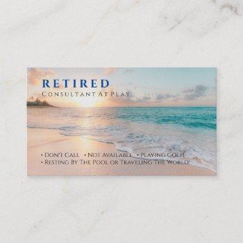 funny retired, sunset beach, diy profession gag bu business card