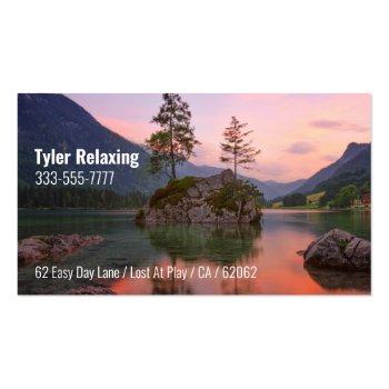 Small Funny Retired, Sunset Lake, Diy Profession Gag Business Card Back View