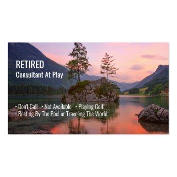 Small Funny Retired, Sunset Lake, Diy Profession Gag Business Card Front View
