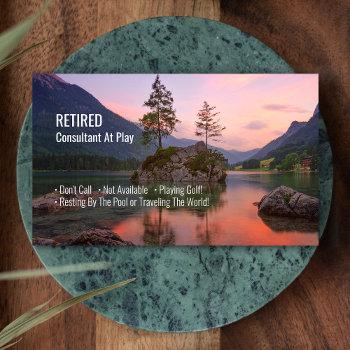 funny retired, sunset lake, diy profession gag business card