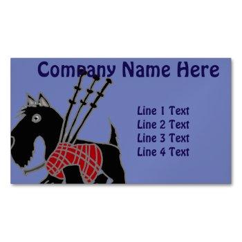funny scotty dog with bagpipes business card magnet
