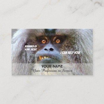 funny teeth for dental experts against shame business card
