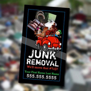 garbage hauling junk removal cute red pickup business card