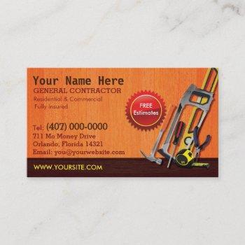 general contractor handyman business card template