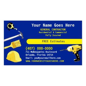 Small General Contractor Handyman Do It All Template Bus Business Card Front View
