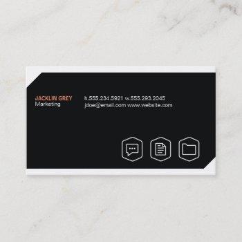 geometric background with icons (white) business card