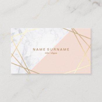 geometric marble gold light pink business card
