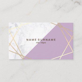geometric marble lavender gold business card