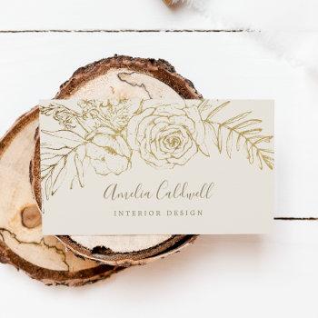 gilded floral | cream and gold business card