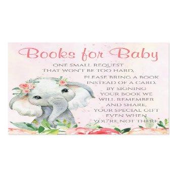 Small Girl Elephant Book Request Cards Front View