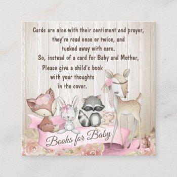 girl woodland animal bring a book enclosure square business card