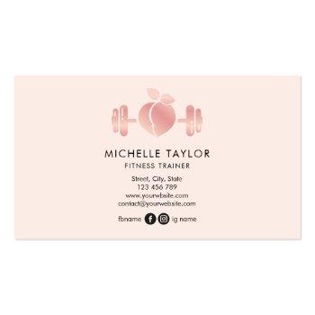 Small Girly Blush Rose Gold Fitness Trainer Business Car Business Card Back View
