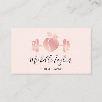 girly blush rose gold fitness trainer business car business card