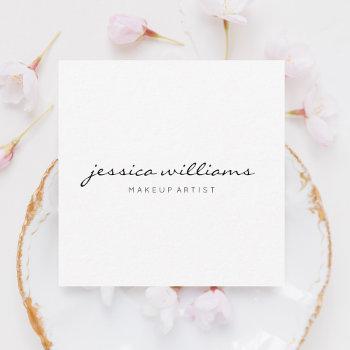 girly calligraphy minimal white square business card