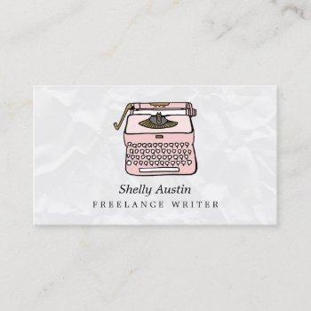 girly fiction writer with retro pink typewriter business card