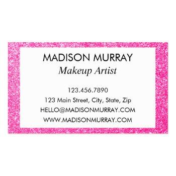 Small Girly & Glam Hot Pink Glitter Sparkles Monogram Business Card Back View