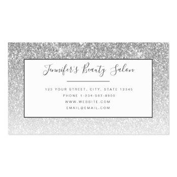 Small Girly Glam Silver Glitter Makeup Artist Hair Salon Business Card Back View