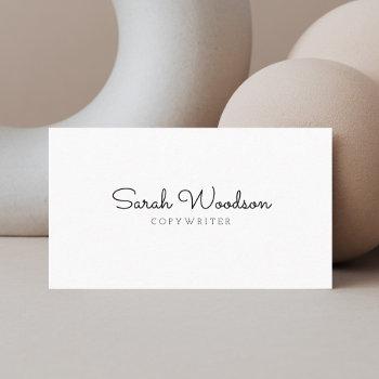 girly minimalist script handwritten white business card