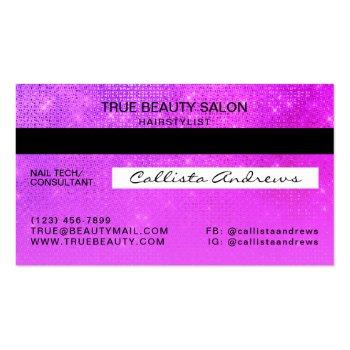 Small Girly Neon Magenta Sequin Glitter Credit Card Logo Back View