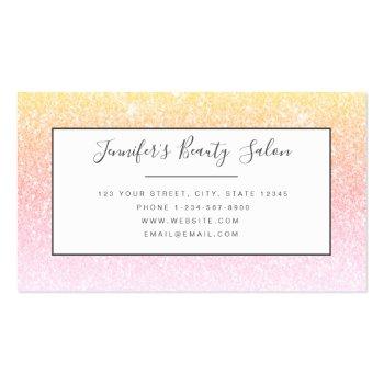 Small Girly Rainbow Glitter Makeup Artist Hair Salon Business Card Back View