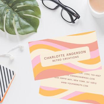 girly retro vintage wave abstract trendy feminine business card