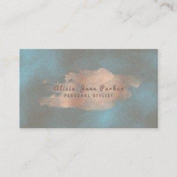 glam rose gold copper foil navy | personal stylist business card