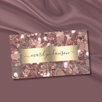 glam rose gold glitter foil business card