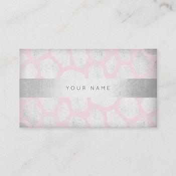 glam silver pink zebra dots silver vip business card