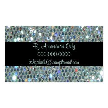Small Glamorous Sparkly Glittery Glitzy Silver Bling Business Card Back View