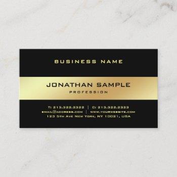 glamour stylish black gold elegant golden plain business card