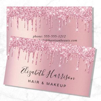 glitter beauty pink business card