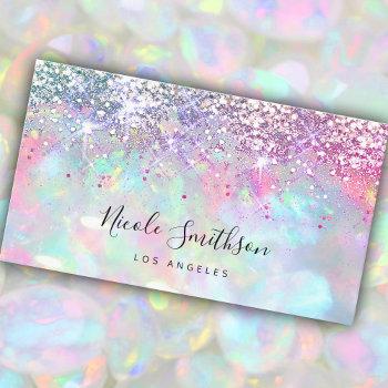 glitter opal stone business card