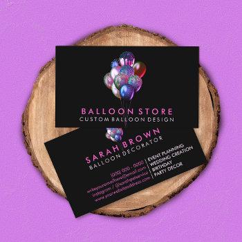 glitter pink balloons for event planning and party business card