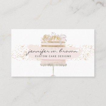 glitter pink cake floral bakery pastry patisserie business card