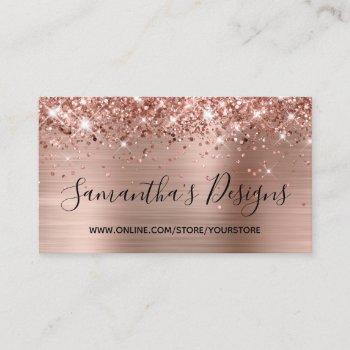 glittery rose gold foil online store business card