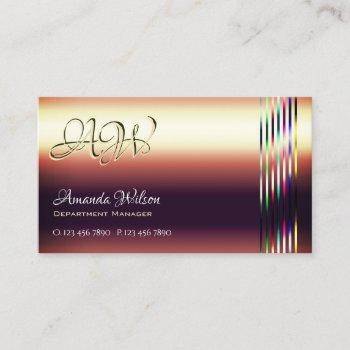 glossy rose gold optics and monogram opening hours business card