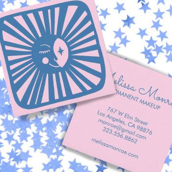 glowing moon cute and charming blue moonbeam  square business card