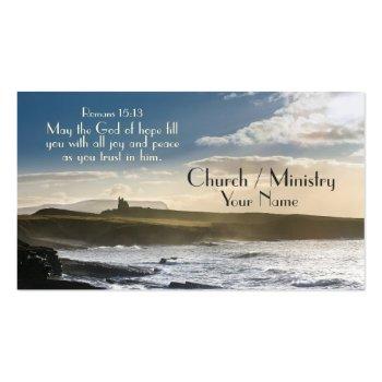 Small God Of Hope, Romans 15:13 Bible Verse, Irish Coast Business Card Front View