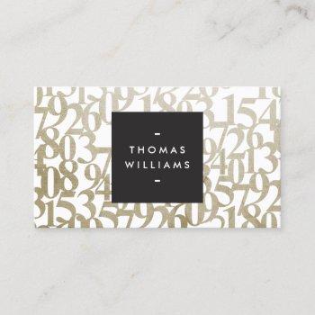 gold abstract numbers for accountants, accounting business card