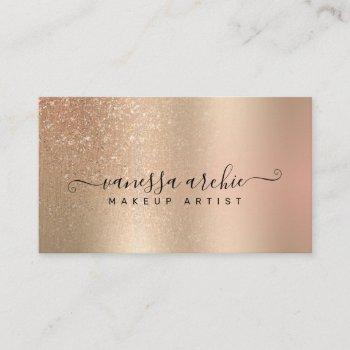 gold and blush glitter metallic foil business card