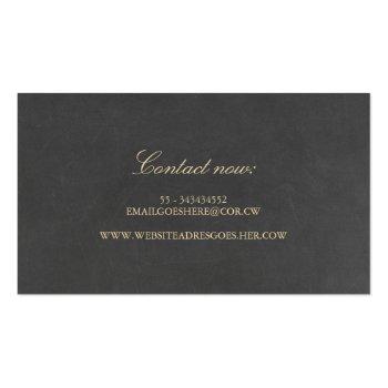 Small Gold And Chalkboard Fall Leaves Elegant Business Card Back View