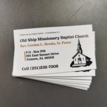 gold and white church pastor business card