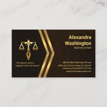 gold arrow elegant brown marble grunge lawyer business card