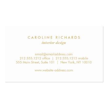 Small Gold Art Deco Monogram With Vintage Florals Business Card Back View