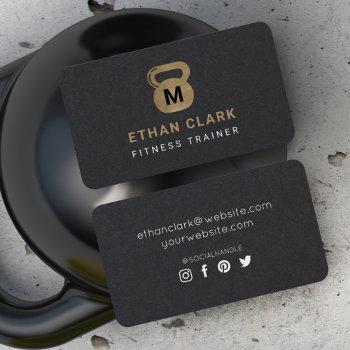 gold & black kettlebell personal fitness trainer business card