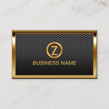 gold border monogram metal cells business card