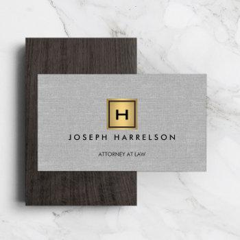 gold box logo with your initial/monogram on linen business card