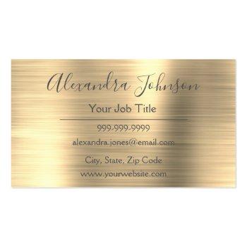 Small Gold Brushed Metal Massage Therapist Business Card Back View