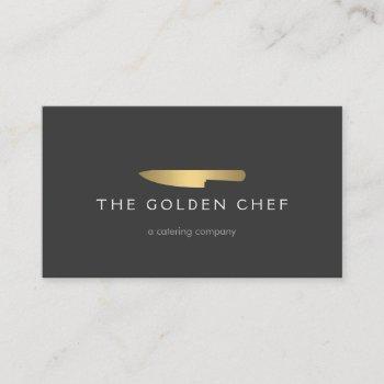 gold chef knife logo 2 for catering, restaurant business card