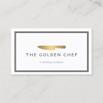 gold chef's knife logo for catering, restaurant business card